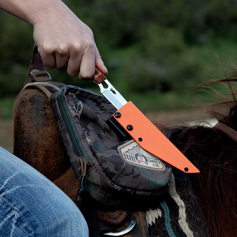knife sheath for horseback rider