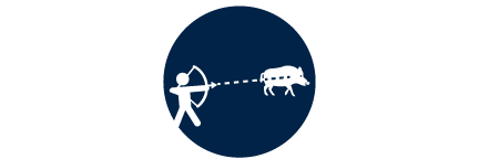 icon with bow hunter shooting a hog